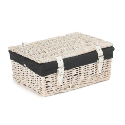 35cm Whitewash Willow Wicker Picnic Basket