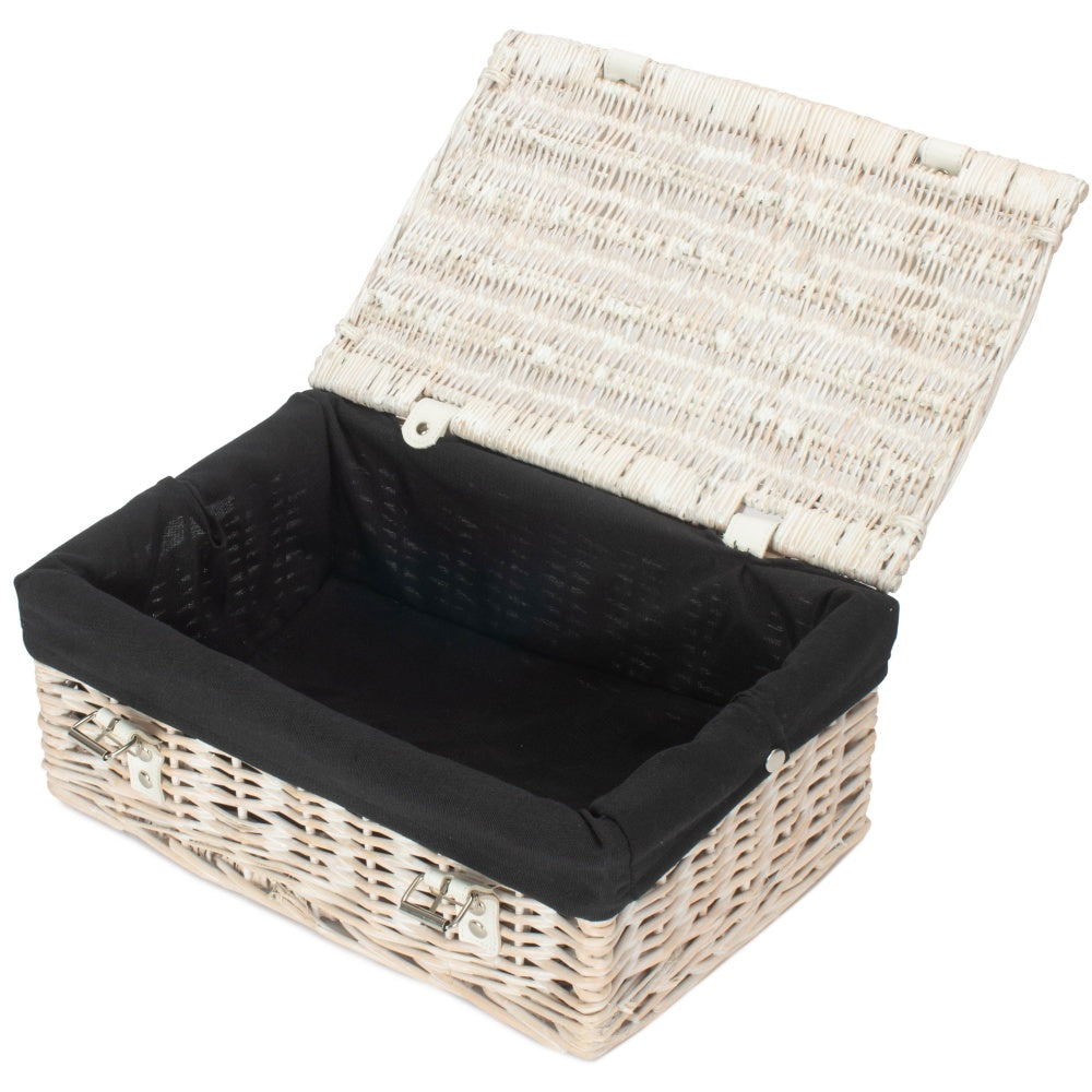 35cm Whitewash Willow Wicker Picnic Basket