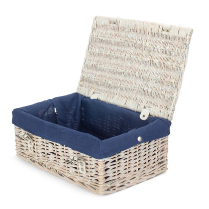 35cm Whitewash Willow Wicker Picnic Basket