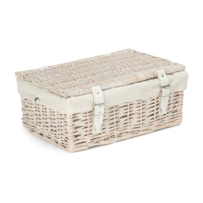35cm Whitewash Willow Wicker Picnic Basket