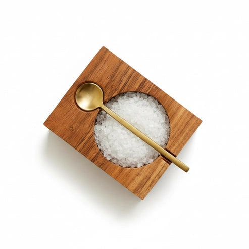 Aaponminimarket Bea Acacia Seasoning Pot with Brass Spoon