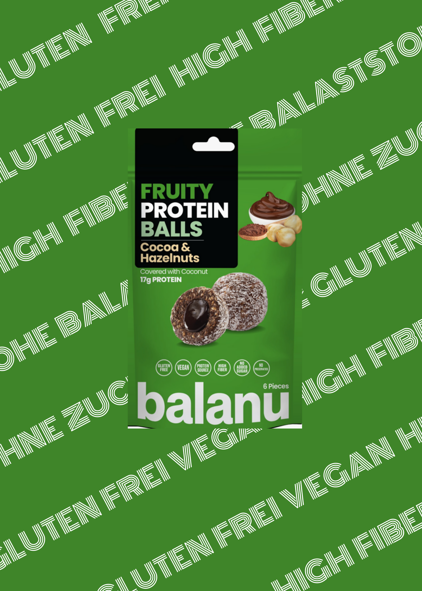 Balanu Fruity Protein Balls Cocoa & Hazelnuts 110 g x6-3