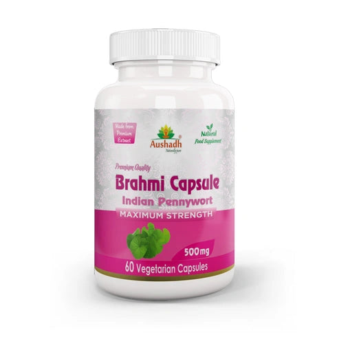 Aaponminimarket Aushadh Brahmi Capsules (Bacopa, Water Hyssop) Memory & Focus Support - Vegan, Gluten Free, Non-GMO, 60 Capsules