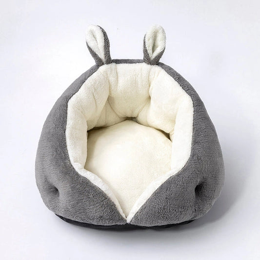 Aaponminimarket Bunny Ear Design Pet Bed Cozy Plush Dog & Cat Bed