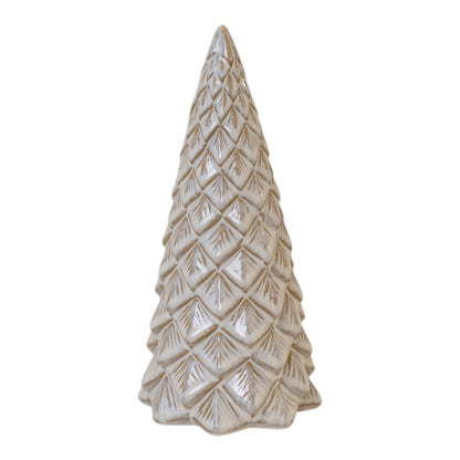 Ceramic Christmas tree with sculpted pinecone-scale texture