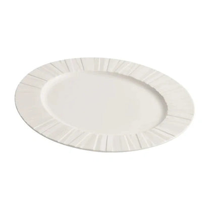 Aaponminimarket Ceramic Oval Serving Plate with Radiating Texture