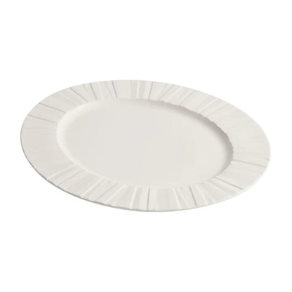 Aapon mini market - Ceramic Oval Serving Plate with Radiating Texture 