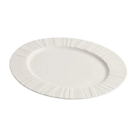 Aapon mini market - Ceramic Oval Serving Plate with Radiating Texture 