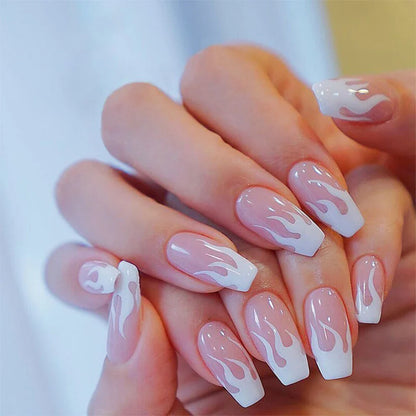 Charming Pink Flame Long Ballet Press-On Nails