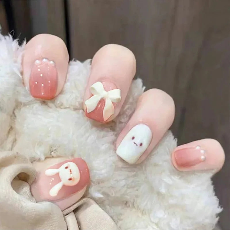 Charming Pink Flame Long Ballet Press-On Nails
