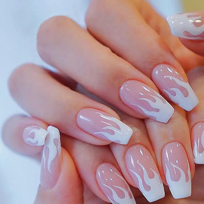 Charming Pink Flame Long Ballet Press-On Nails