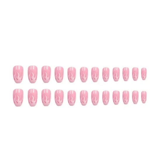 Aapon Mini Market Ltd  Charming Pink Flame Long Ballet Press-On Nails