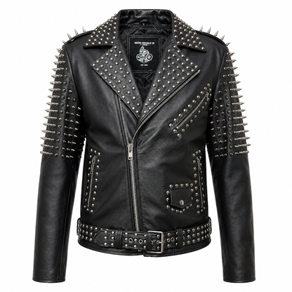 Men’s Spiked Leather Studded Jacket