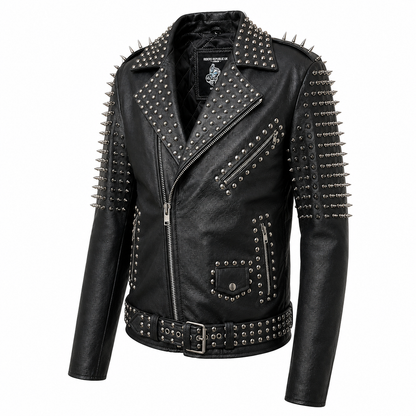 Men’s Spiked Leather Studded Jacket