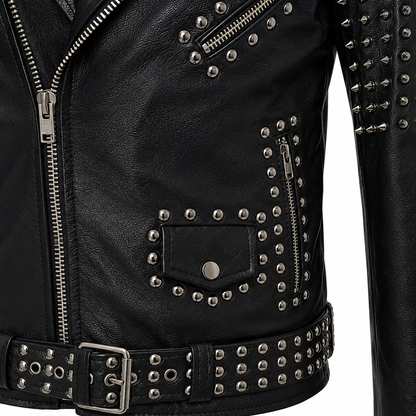Men’s Spiked Leather Studded Jacket