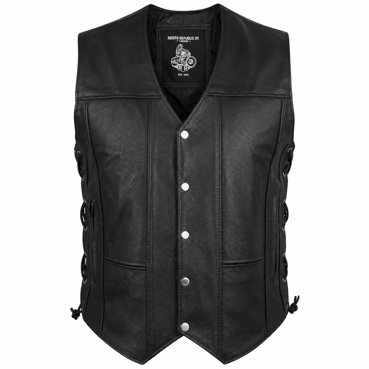 Men’s Black Leather Motorcycle Vest