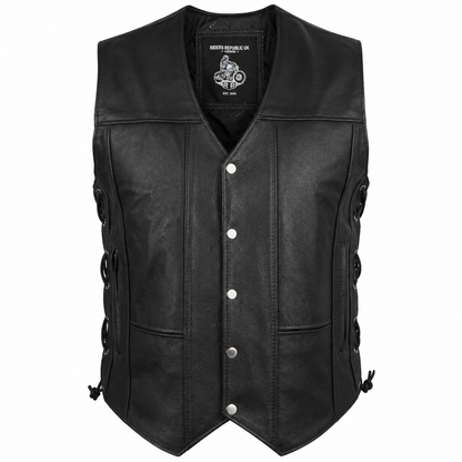 Men’s Black Leather Motorcycle Vest