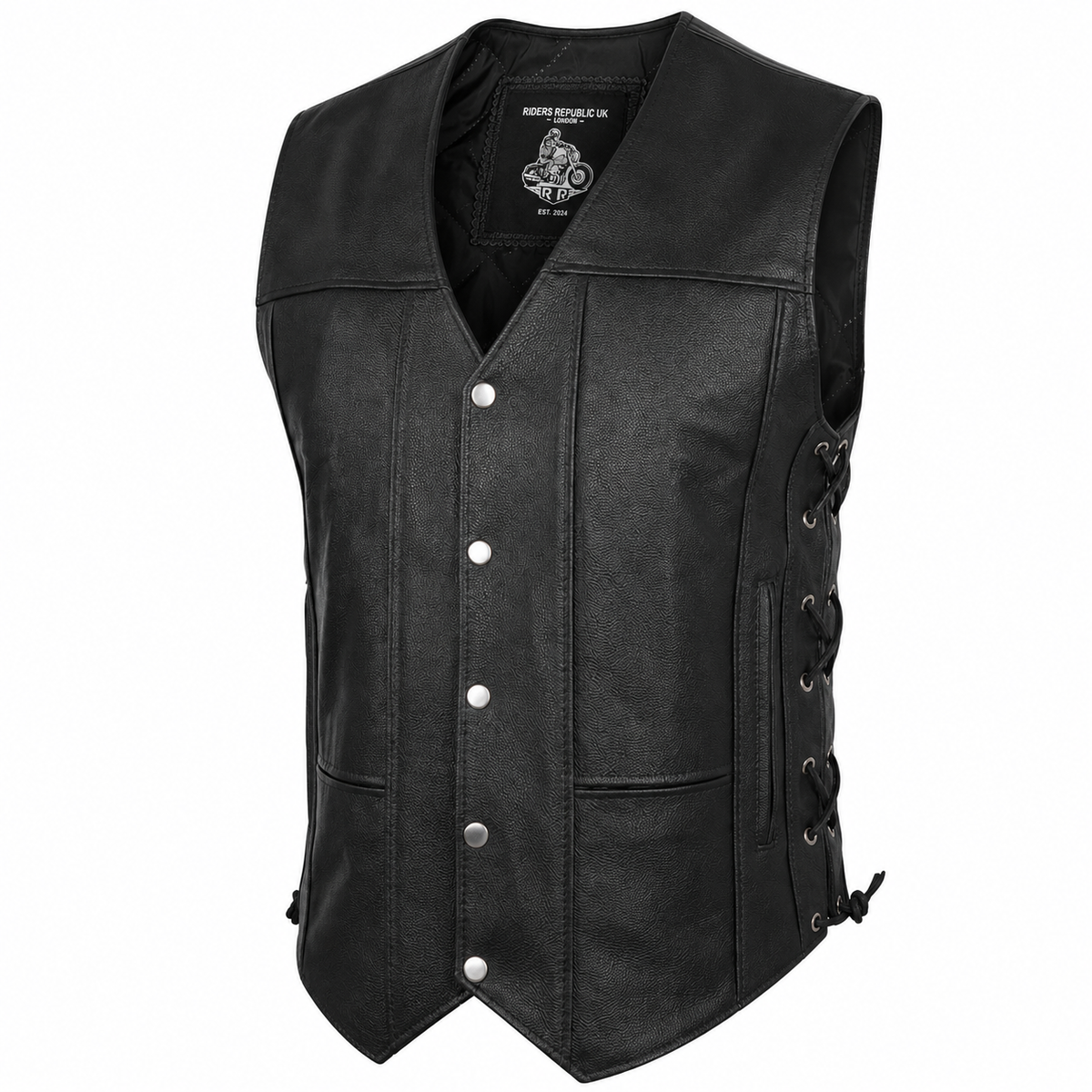 Men’s Black Leather Motorcycle Vest