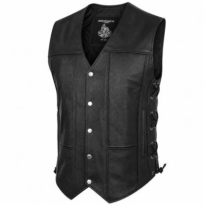 Men’s Black Leather Motorcycle Vest