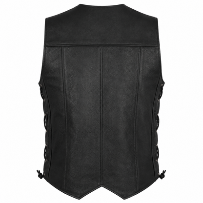 Men’s Black Leather Motorcycle Vest