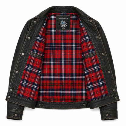 Men’s Distressed Leather Trucker Jacket