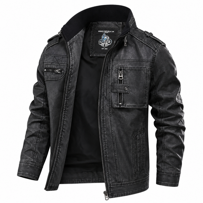 Men’s Distressed Grey Cafe Racer Leather Jacket