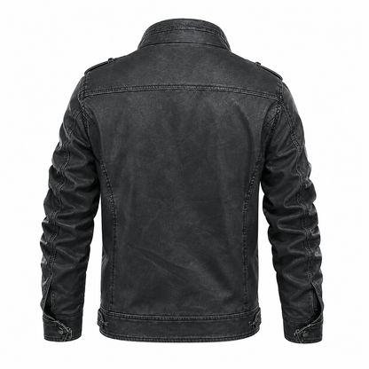 Men’s Distressed Grey Cafe Racer Leather Jacket