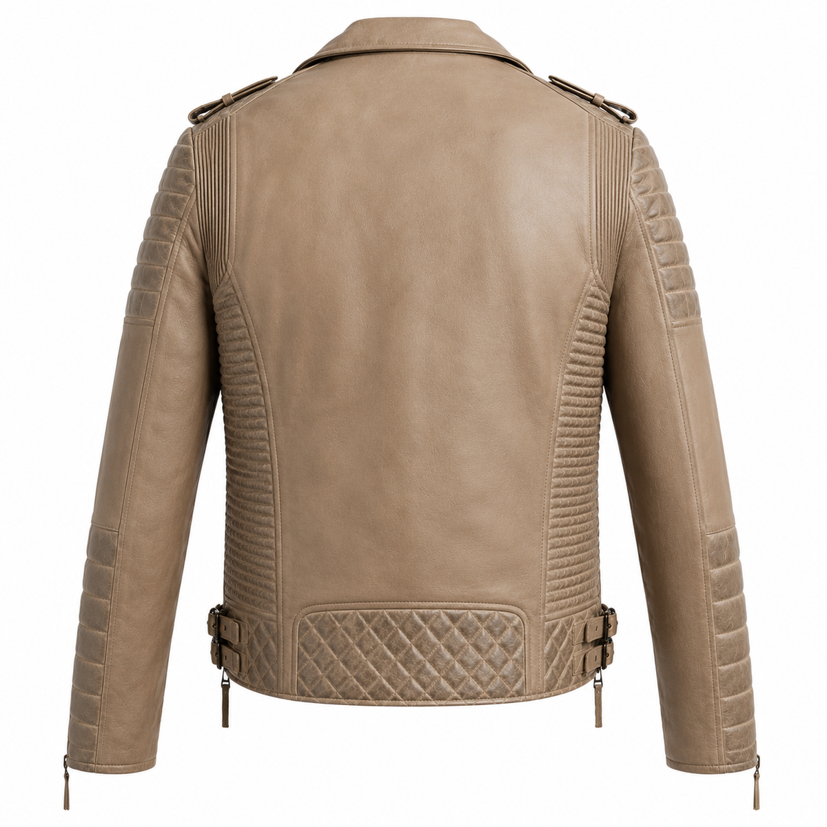 Men’s Desert Brown Waxed Leather Biker Jacket