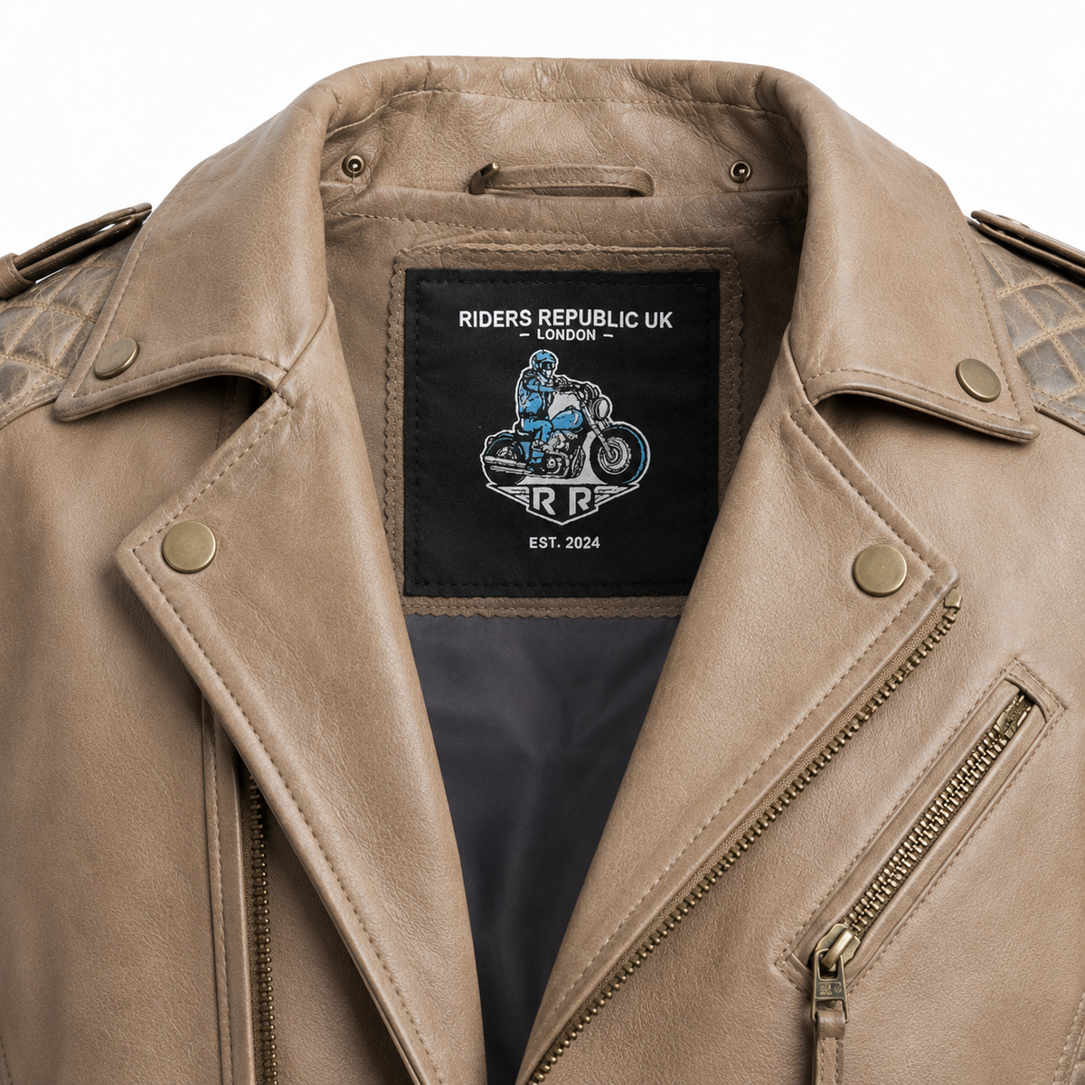 Men’s Desert Brown Waxed Leather Biker Jacket