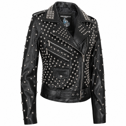 Women’s Black Studded Brando Leather Jacket