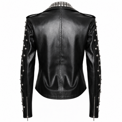 Women’s Black Studded Brando Leather Jacket