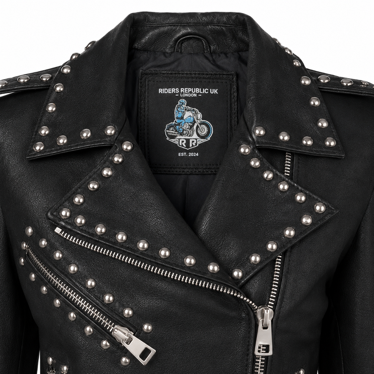 Women's Black Studded Leather Brando Jacket
