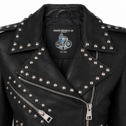 Women's Black Studded Leather Brando Jacket