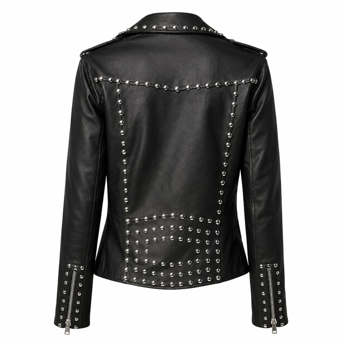 Women's Black Studded Leather Brando Jacket