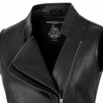 Women’s Double-Breasted Punk Motorcycle Leather Waistcoat Vest
