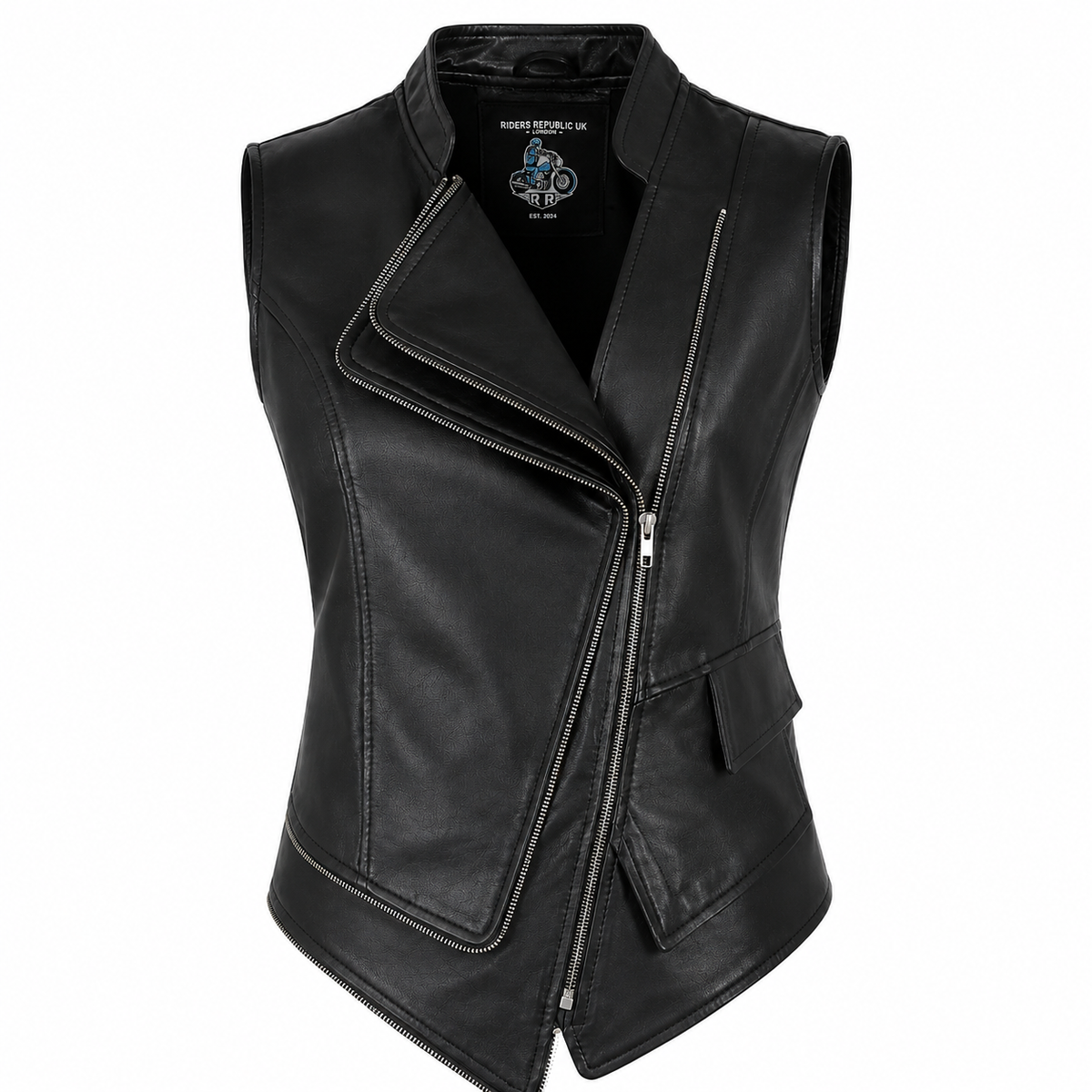 Women’s Double-Breasted Punk Motorcycle Leather Waistcoat Vest