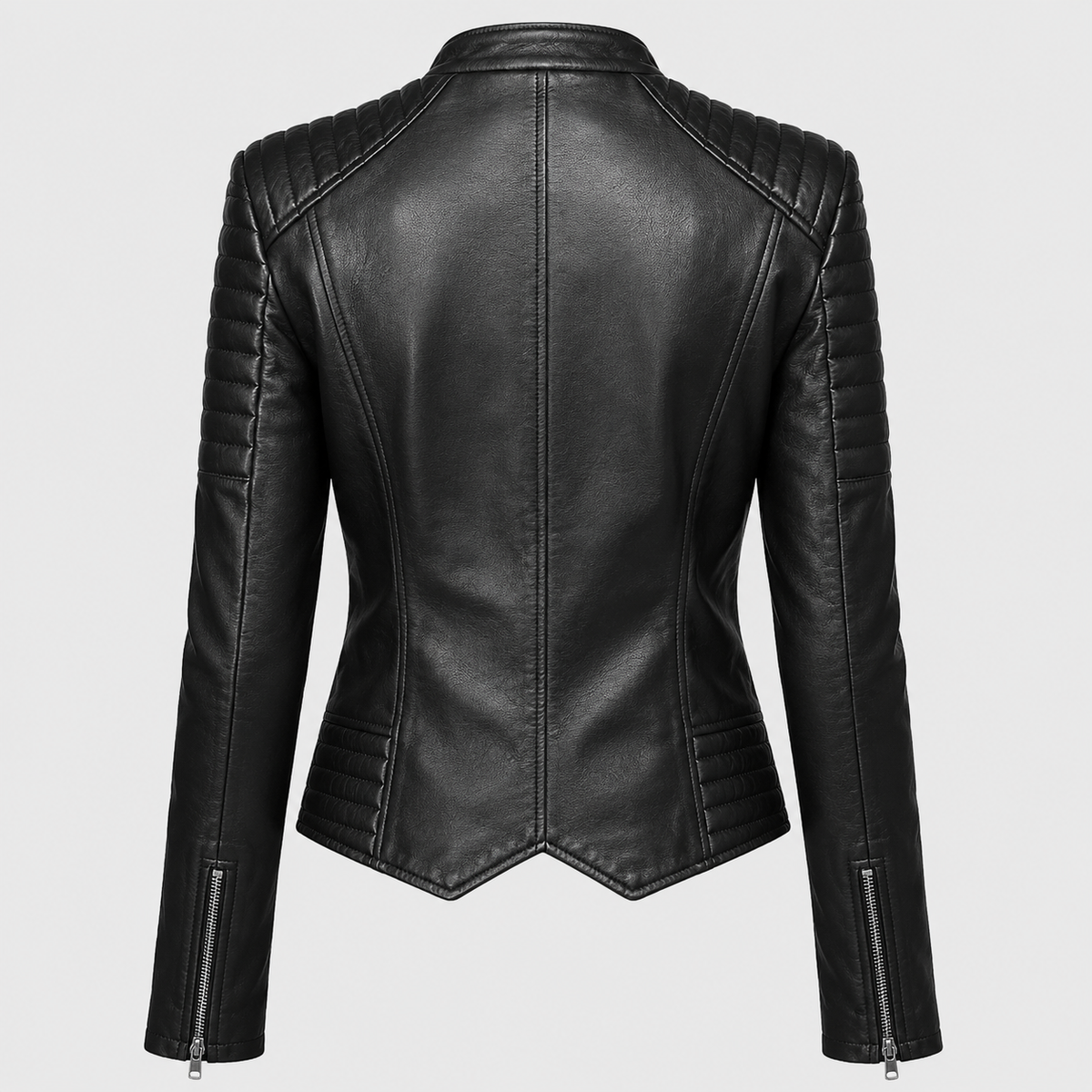 Women’s Genuine Leather Double-Zipper Biker Jacket