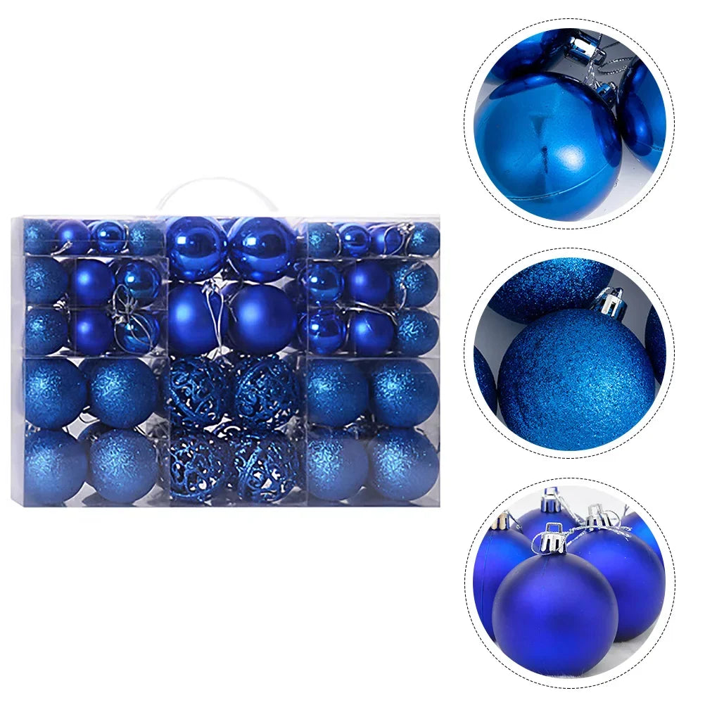 Blue Christmas Tree Baubles – 100-Piece Shatterproof Set – view 5