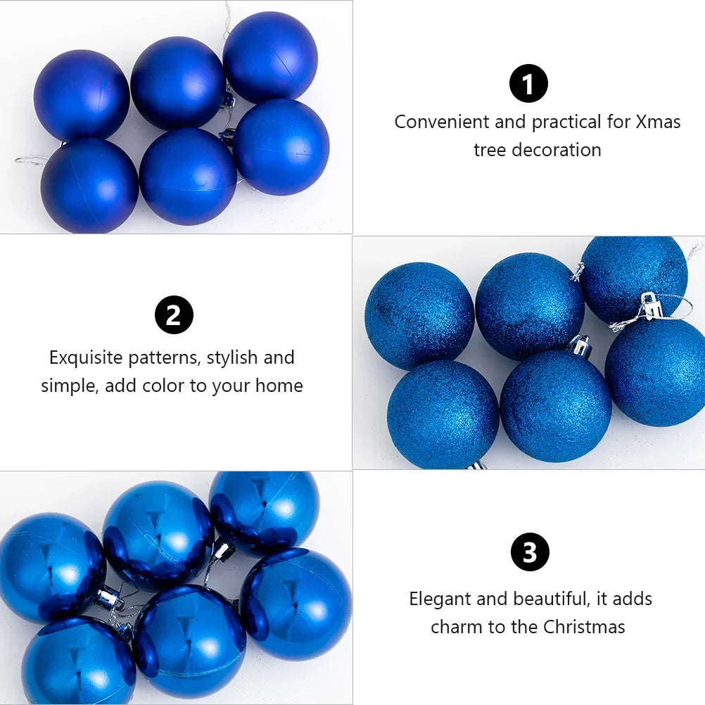 Blue Christmas Tree Baubles – 100-Piece Shatterproof Set – view 3