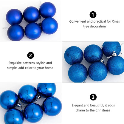 Blue Christmas Tree Baubles – 100-Piece Shatterproof Set – view 3