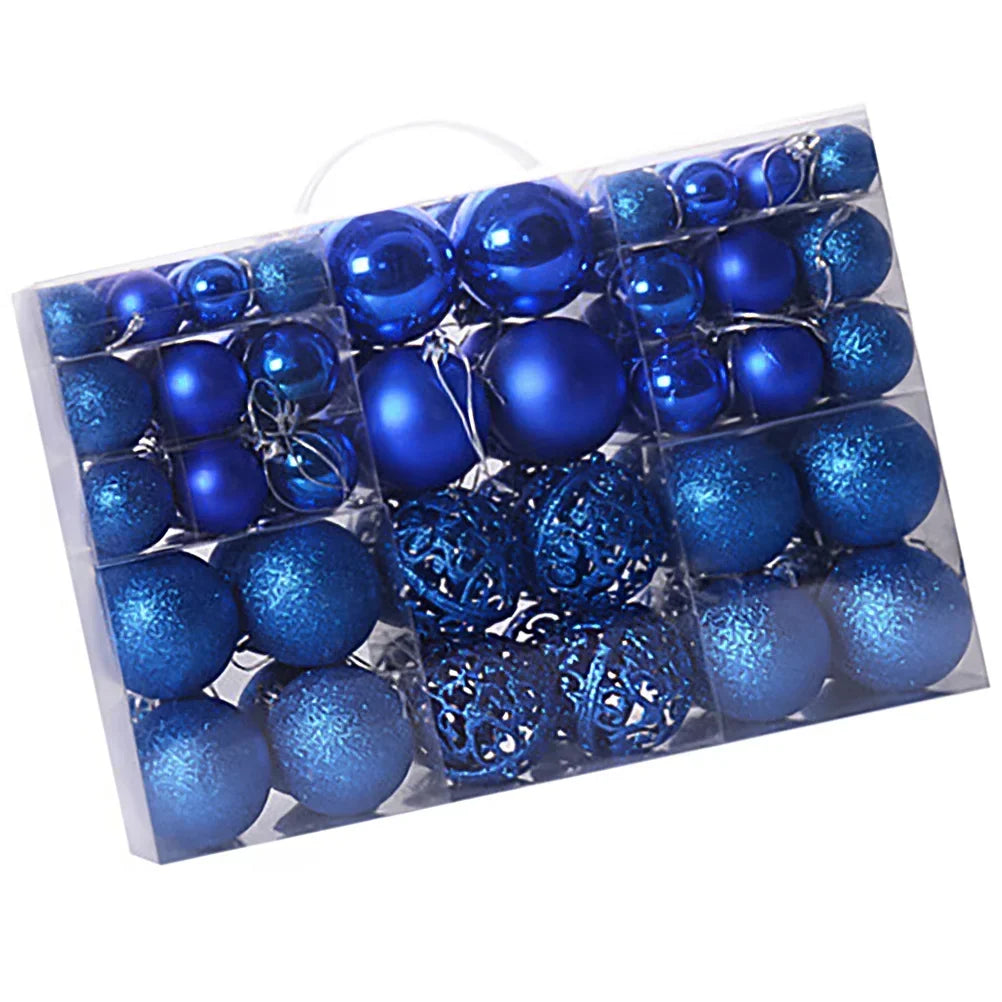 Blue Christmas Tree Baubles – 100-Piece Shatterproof Set – view 4