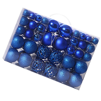 Pack of blue Christmas baubles in shiny, matte, glitter and patterned finishes