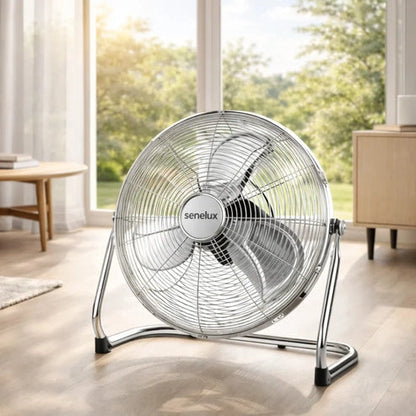 Chrome Floor Fan for Homes, Gyms, Bedrooms & Kitchens