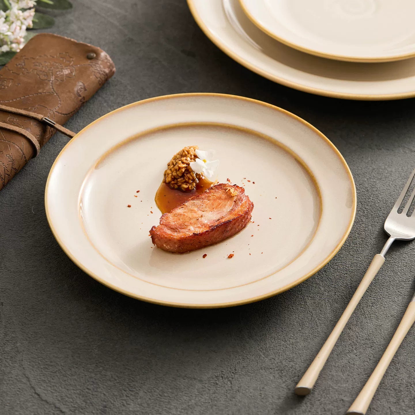 Aapon mini market - Artisanal Cloud-Pattern Kiln-Glazed Round Plate – Horizon Series