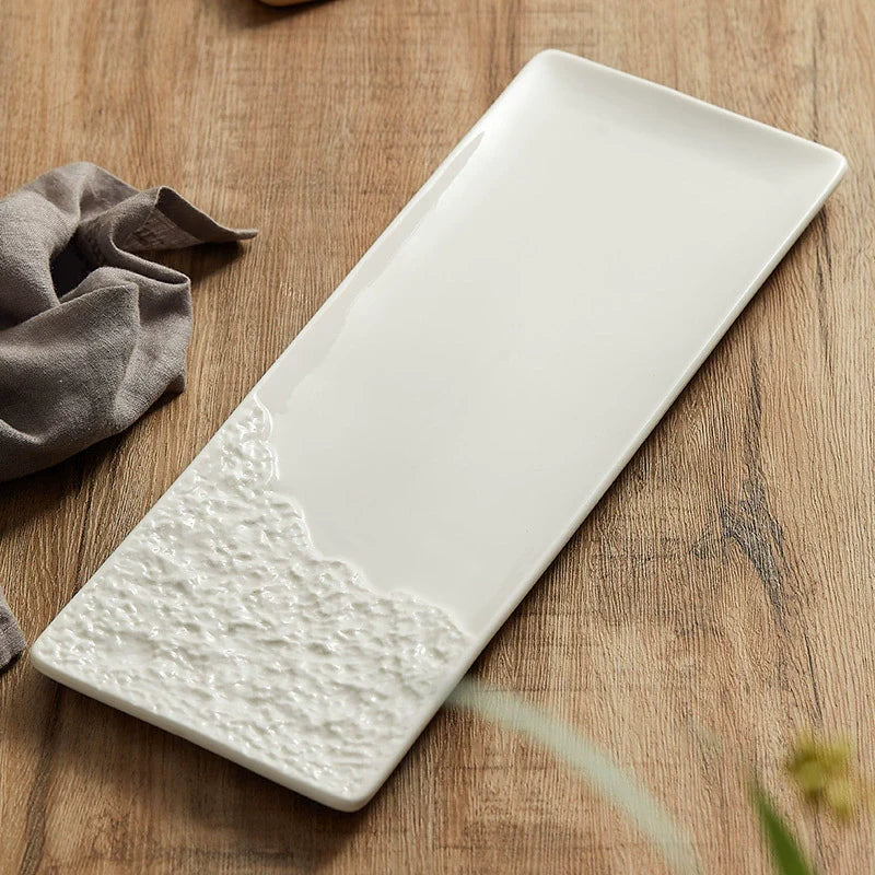 Aapon mini market -Artisan Stone-Edge Rectangular Ceramic Plate