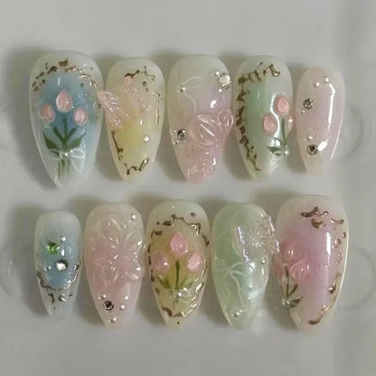 Colorful 3D Press-On Nails