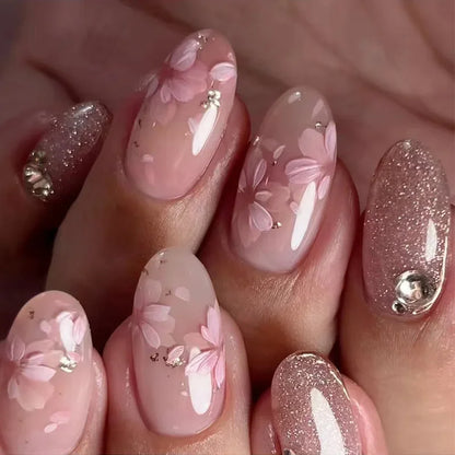 Colorful 3D Flower & Butterfly Press-On Nails
