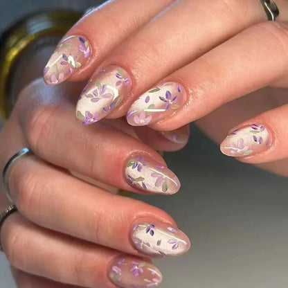 Colorful 3D Flower & Butterfly Press-On Nails