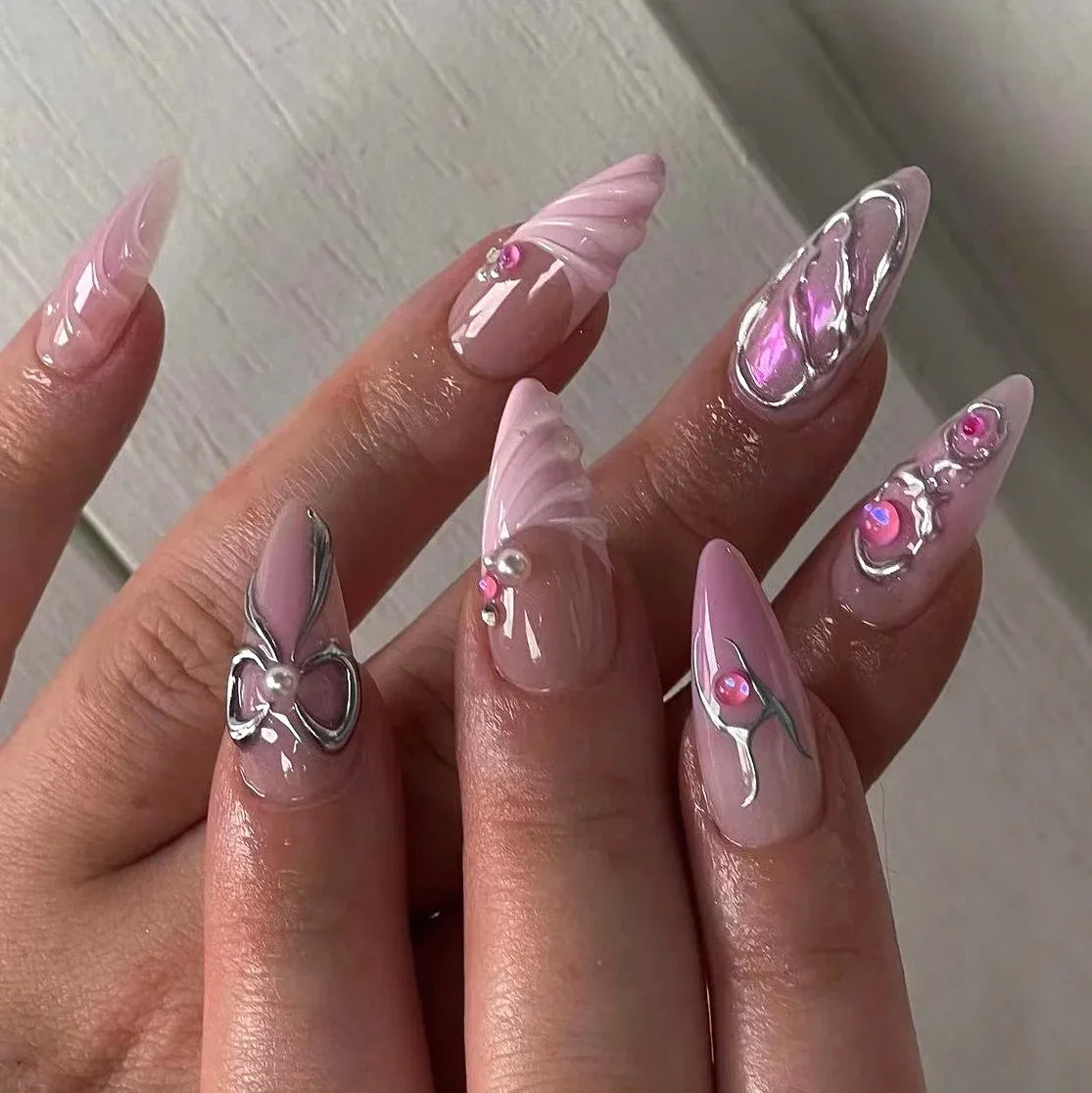 Aapon Mini Market Ltd Colorful 3D Flower & Butterfly Press-On Nails