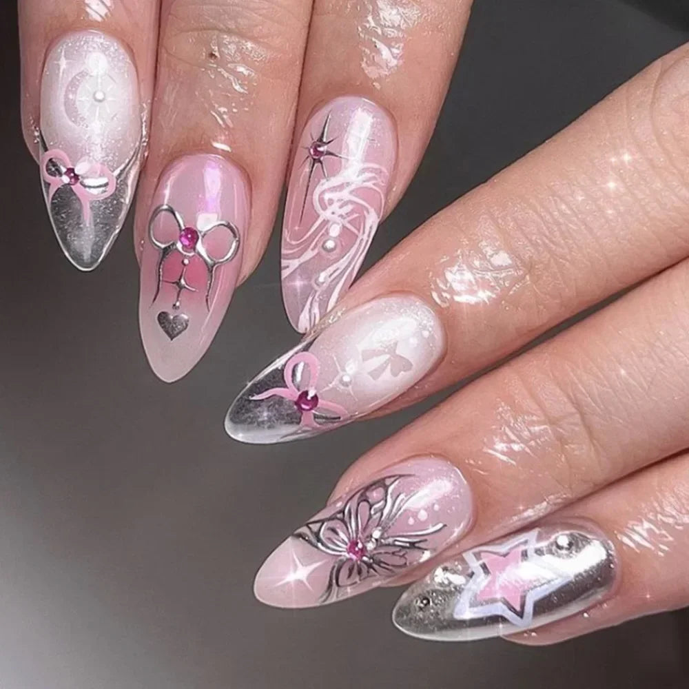 Aapon Mini Market Ltd Colorful 3D Flower & Butterfly Press-On Nails